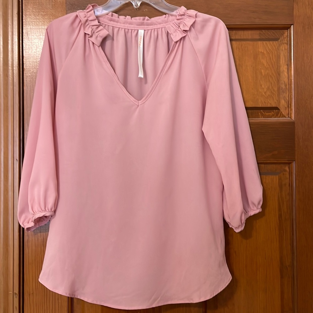 Renee pink ruffled collar top.
